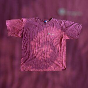 vintage 90's XL Champion basic logo reverse dye swirl t shirt burgundy retro